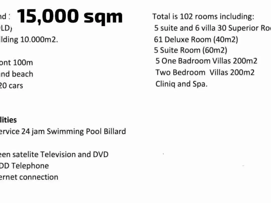 jual tanah 154 are dan bangunan hotel 102 room pantai Jimbaran bali - Image 3 of 5