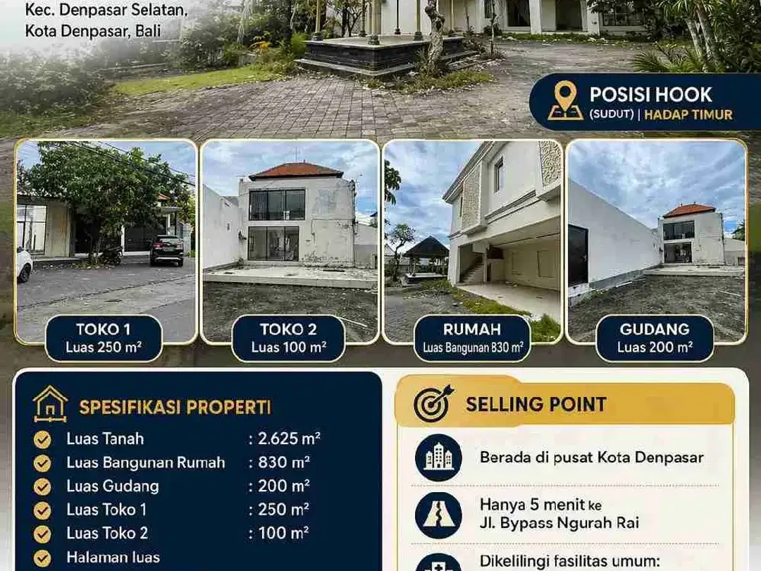 DIJUAL RUMAH + TOKO STRATEGIS – DENPASAR SELATAN, BALI - Image 1 of 7