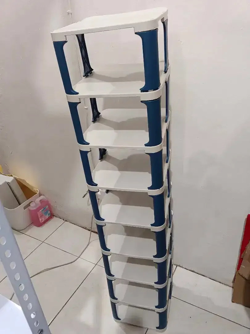 Rak Sepatu Serbaguna 9susun Putih mix Navy Uk24x26x114cm Bahan Plastik - Image 4 of 4