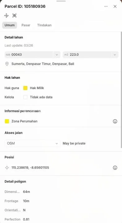 Dijual Tanah Sangat Langka Renon #6346 - Image 3 of 4