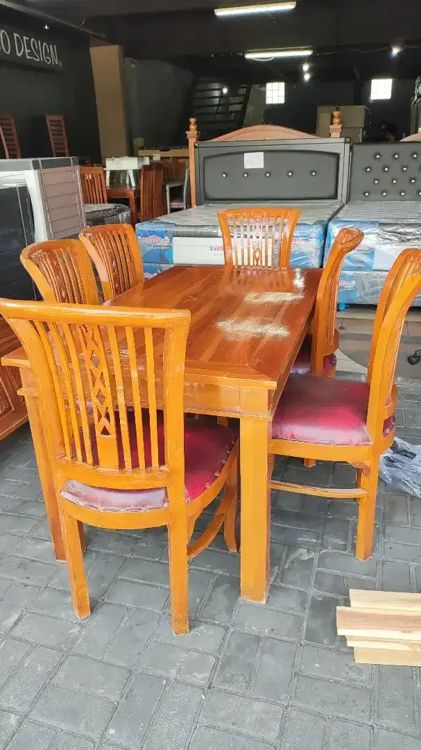 JUAL SATU SET MEJA MAKAN JATI KURSI 6 FREE ONGKIR - Image 2 of 5