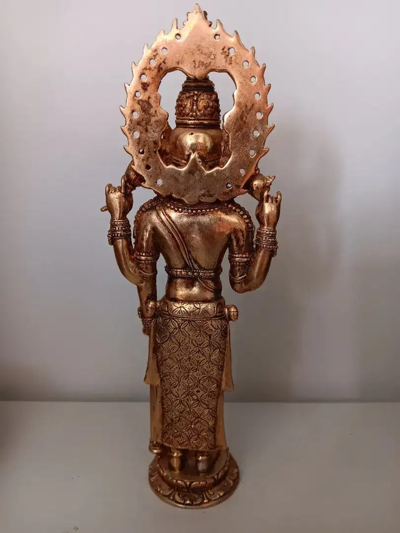 Patung Dewa Vishnu Perunggu Lapis 24k Emas - Image 2 of 4