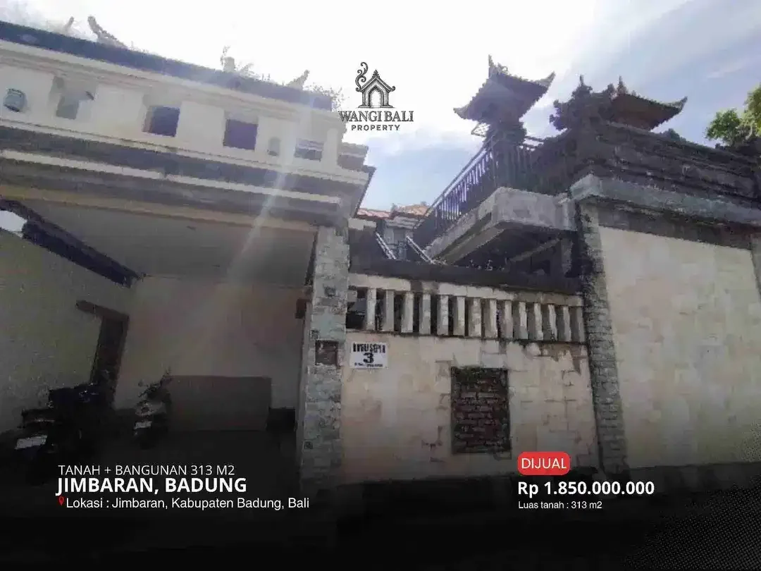 DIJUAL TANAH + BANGUNAN 313 M2 DI JIMBARAN, BADUNG - Image 1 of 5