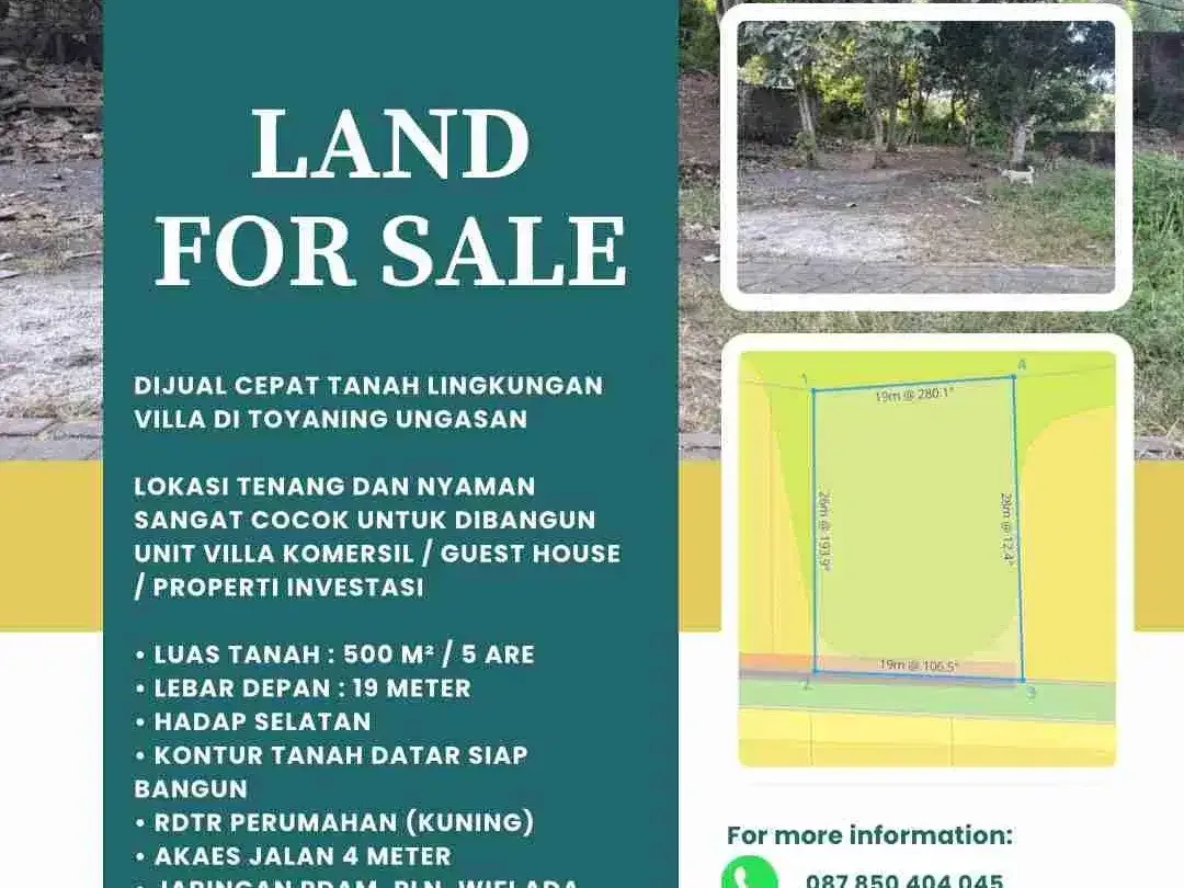 DIJUAL CEPAT TANAH LINGKUNGAN VILLA DI TOYANING UNGASAN - Image 1 of 4