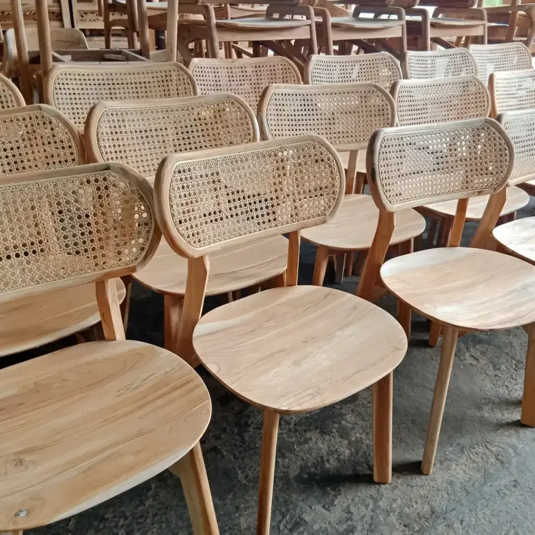 Kursi Cafe Kacang Rotan Makan Restoran Kayu Jati [Non Finishing] - Image 3 of 3
