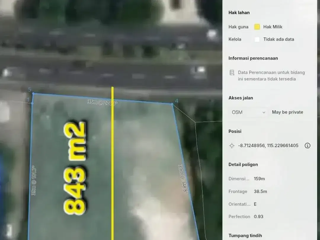 Tanah strategis 8,43 Are Dijual, di Jalan utama By Pass Sidakarya - Image 5 of 5