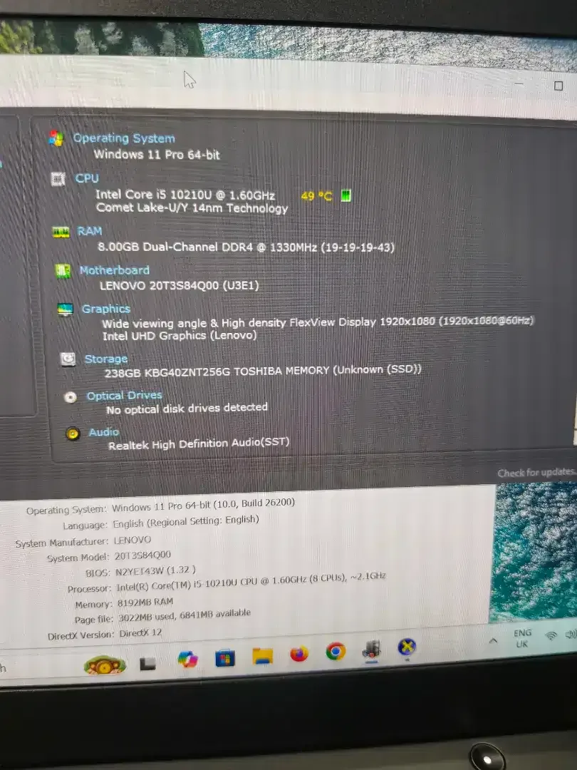 Lenovo Thinkpad X13 intel Core i5 Gen-10 (8/256gb) 13 Inch TOUCHSCREEN - Image 5 of 5