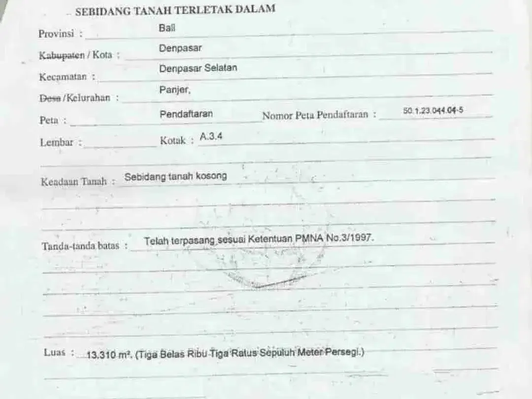Lahan Premium 1,3Ha Jl raya utama Sudirman Denpasar - Image 5 of 9