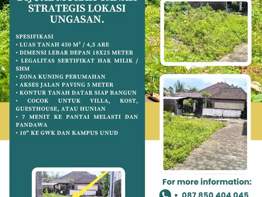 Dijual Murah Tanah Strategis Ungasan. Lokasi Hanya 20 meter dari Jalan Utama Goa Gong Ungasan, Kuta Selatan, Badung, Bali - Image 2 of 4