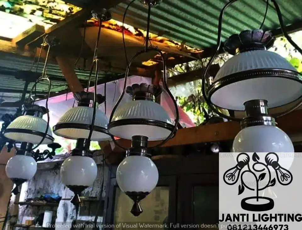 Lampu hias gantung single antik klasik kuningan - Image 5 of 6