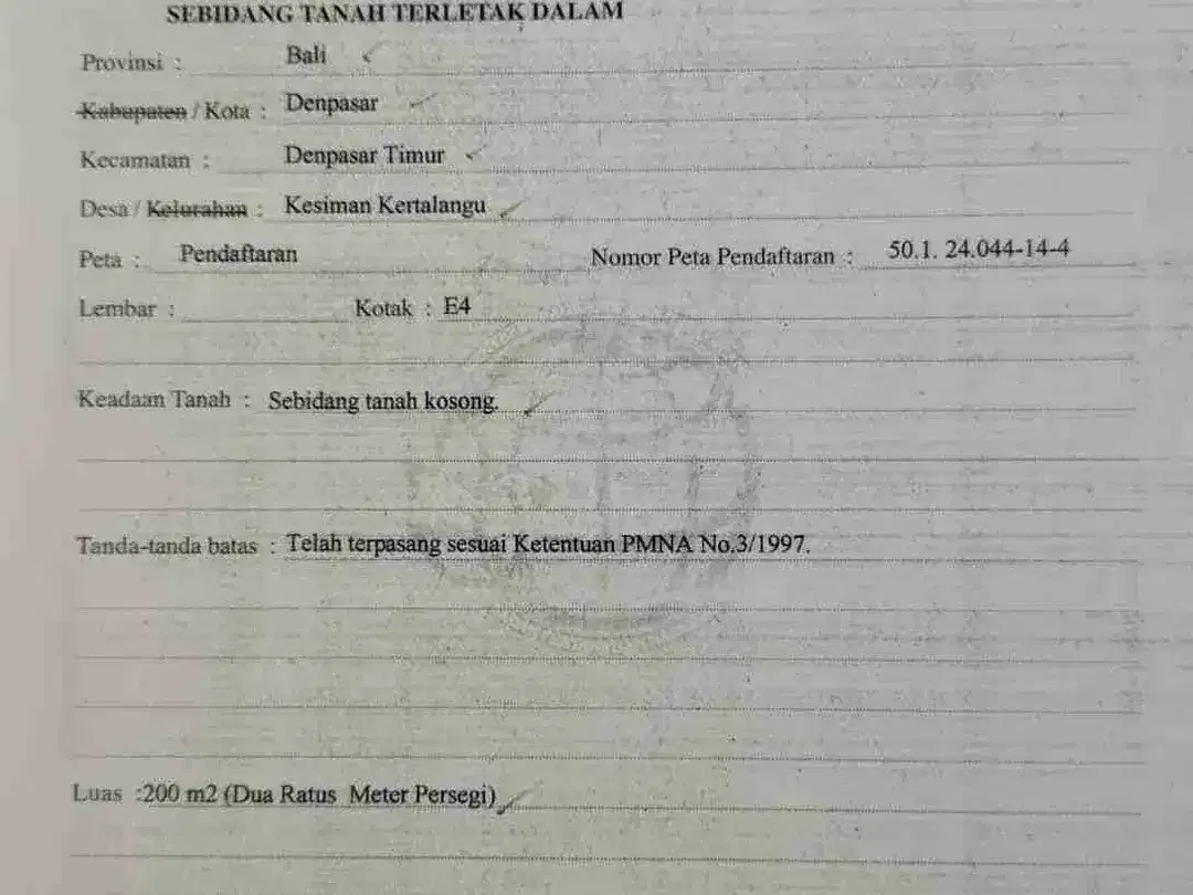 Lahan premium Gatsu Timur Sekar jepun 2 are SHM zona Perdagangan Jasa - Image 3 of 7