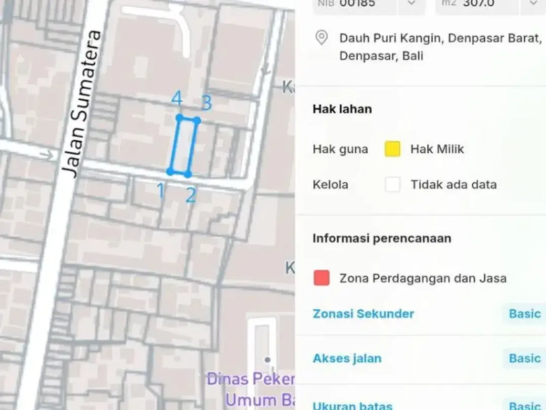 For sale  Di jual tanah 3,07 are Lokasi di jln sumatera denpasar - Image 6 of 6