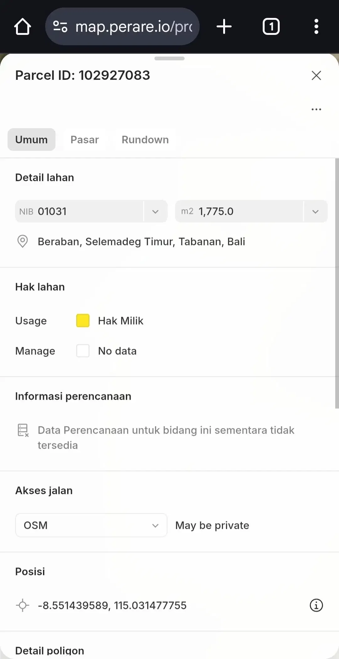Tanah Murah Di Beraban Selemadeg Tabanan Dkt Pantai Pasut Abian Kapas - Image 5 of 5