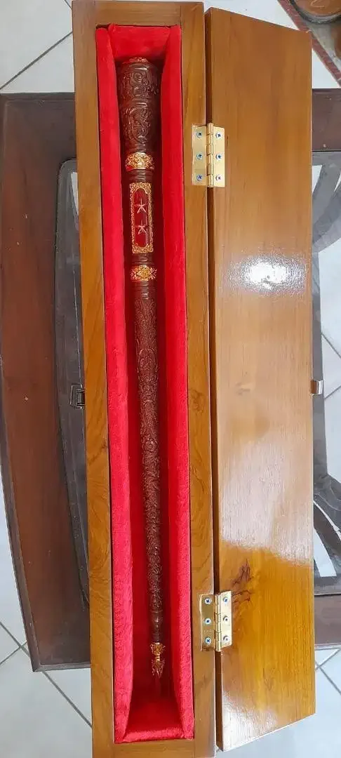 Tongkat komando material full bahan kayu jati kombinasi sepuh emas - Image 3 of 5