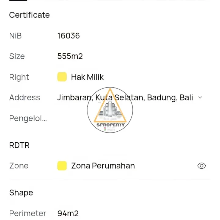 Tanah 5,55 Are Lokasi Jimbaran Dekat GWK & Sidewalk Mall - Image 2 of 4