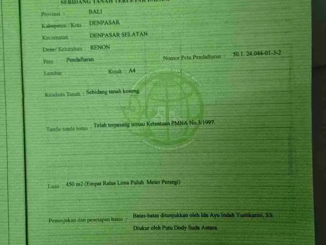 Tanah 4,5are di Tukad Badung Renon Dekat Panjer Sanur Barito Batanghari Yeh Aya - Image 6 of 6