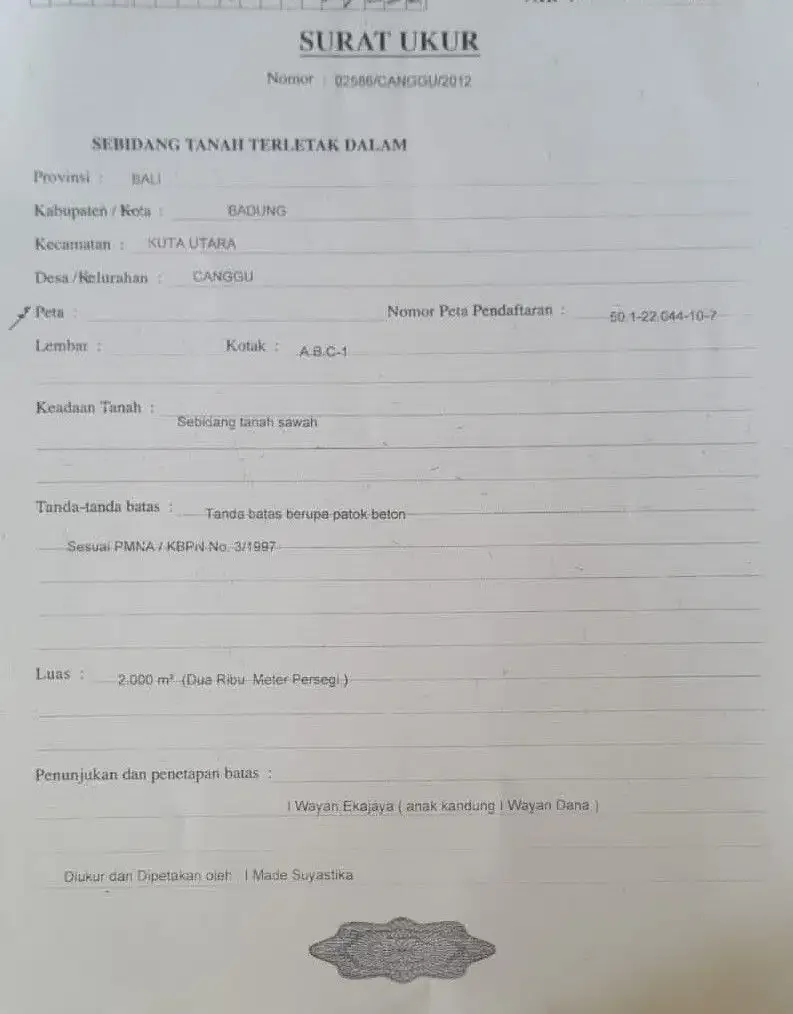 Dijual Tanah di Canggu Padang Linjong - Image 3 of 3