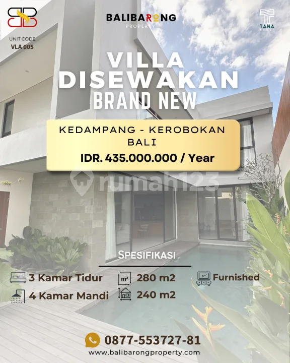 Disewakan Villa Baru Full Furnished Kerobokan - Image 1 of 4