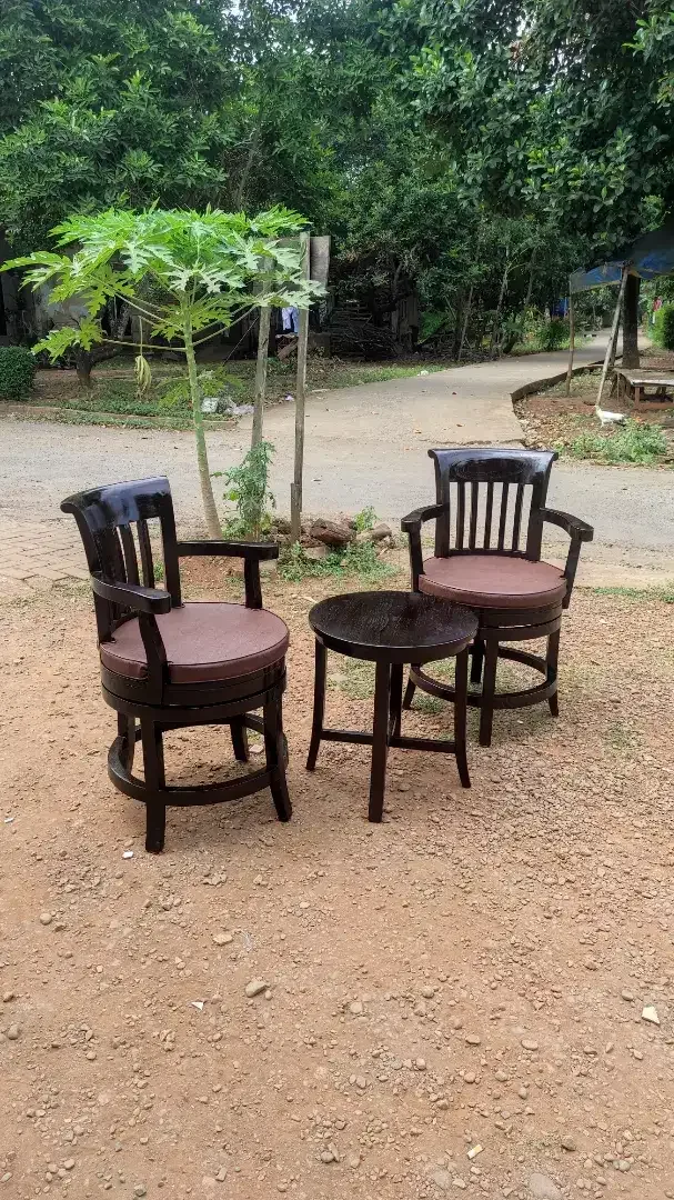Kursi Teras Putar 360 Derajat Meja Kayu Jati - Image 3 of 5
