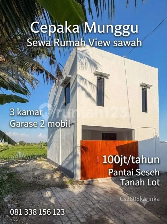 Sewa Kontrak Rumah Furnished View Sawah Cepaka Munggu Pantai Seseh Bali - Image 1 of 4
