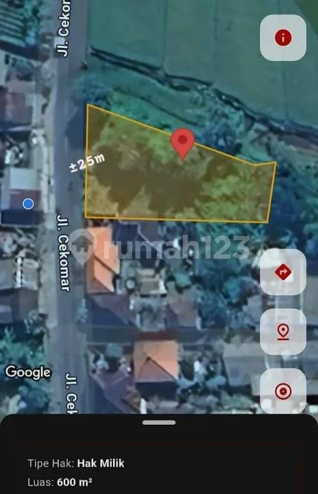 Tanah Murah Strategis Pinggir Jalan Raya Cekomaria Denpasar - Image 1 of 4
