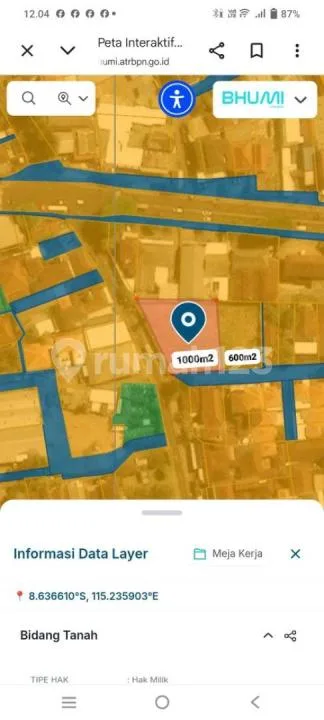 Dijual Tanah 16 Are Pinggir Jln.noja Gatsu Timur - Image 2 of 4