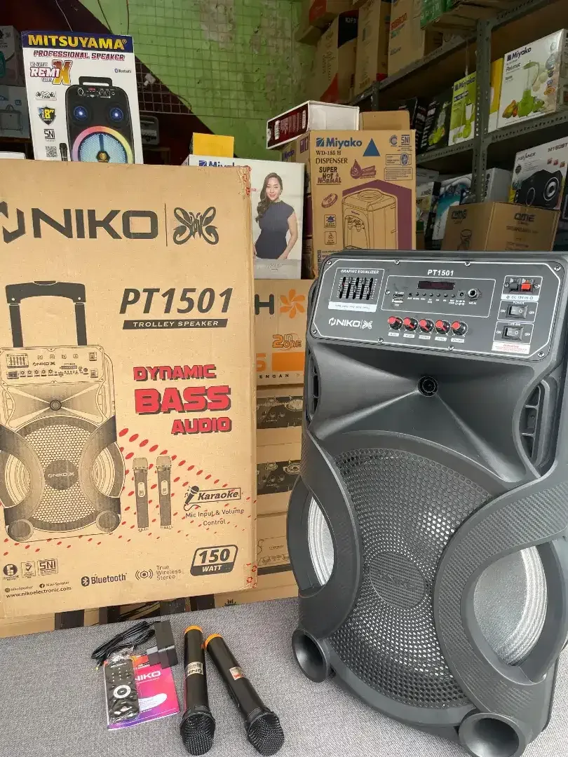 Jumbo 15 inch speaker troly karaoke merk NIKO isi 2 mic wireles - Image 3 of 3
