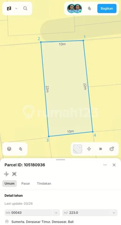 Dijual Tanah Sangat Langka Renon #6346 - Image 2 of 4