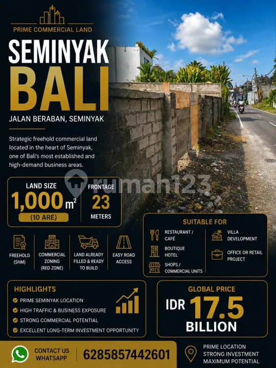 Prime Commercial Land - Jalan Beraban, Seminyak - Image 2 of 4