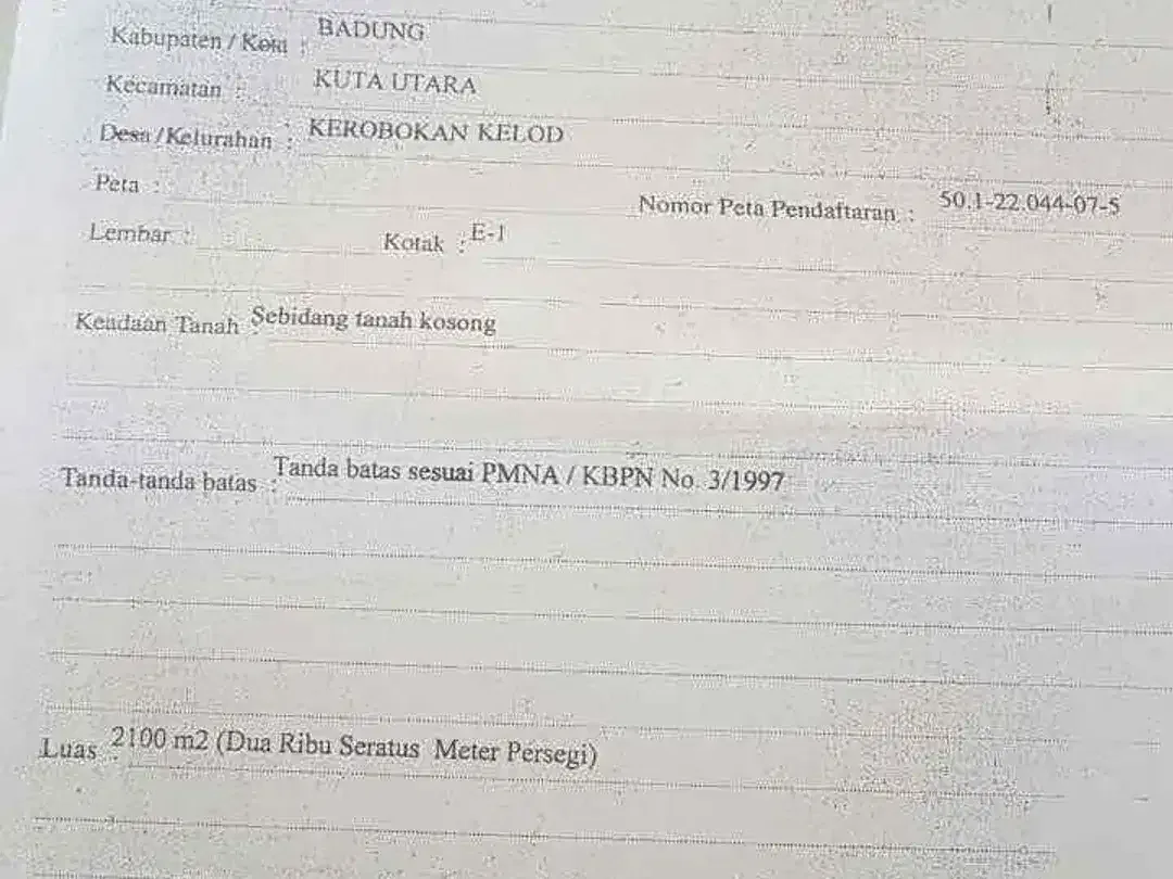 Dijual Tanah di Jalan Umalas II Kerobokan Kuta - Image 4 of 10