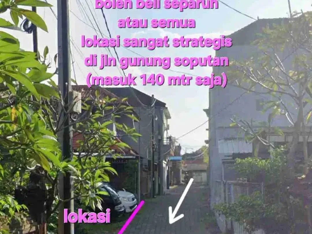 Jual tanah 192m2 x 2 di perumahan PURI TAMAN jln GUNUNG SOPUTAN area TEUKU UMAR BARAT padang sambian Denpasar Bali - Image 5 of 10