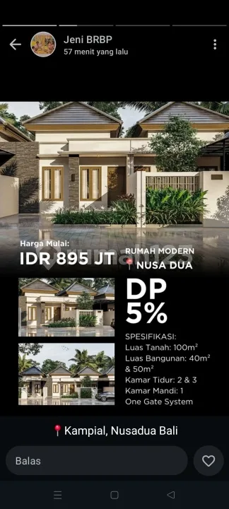 Rumah Murah 3 Kamar Tidur di Kampial Jimbaran, Harga 800 Jutaan - Image 3 of 4