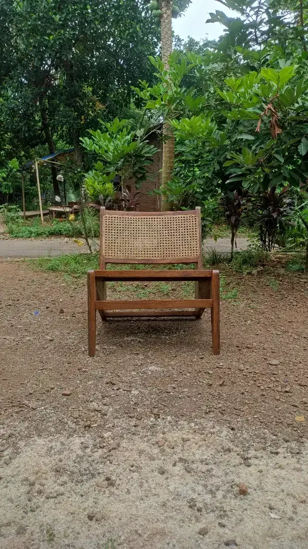 Kursi Cafe Santai Japandi Minimalis Retro Kayu Jati Anyaman Rotan - Image 2 of 4