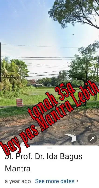 Dijual Tnh 34a di pinggir Jln Bay Pas IB Mantra Lebih Gianyar Bali - Image 1 of 10