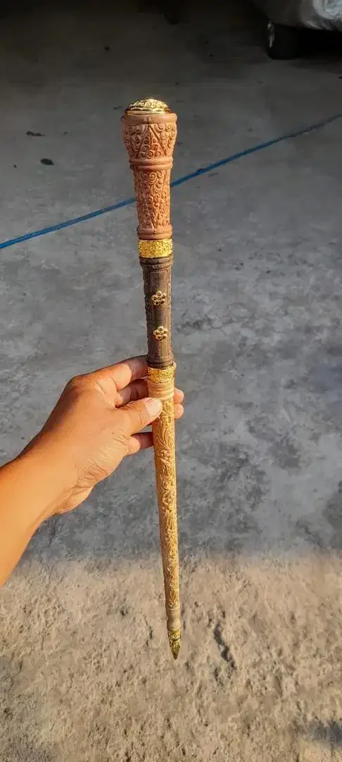 Tongkat komando material full bahan kayu jati kombinasi sepuh emas - Image 5 of 5
