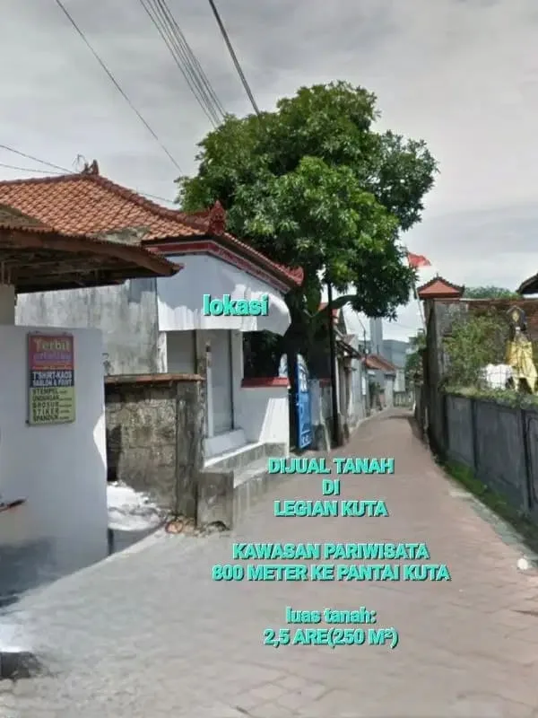Dijual TANAH 250M² di LEGIAN KUTA Bali, kawasan pariwisata - Image 1 of 4