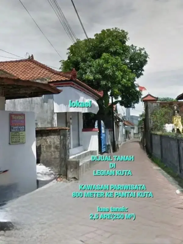 tanah premium 250m2 di legian kuta - Image 2 of 4