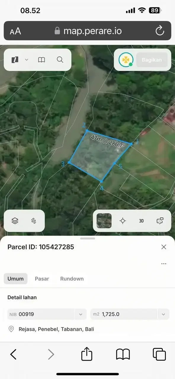 Dijual Tanah Tepi Sungai Lokasi Tabanan - Image 6 of 10