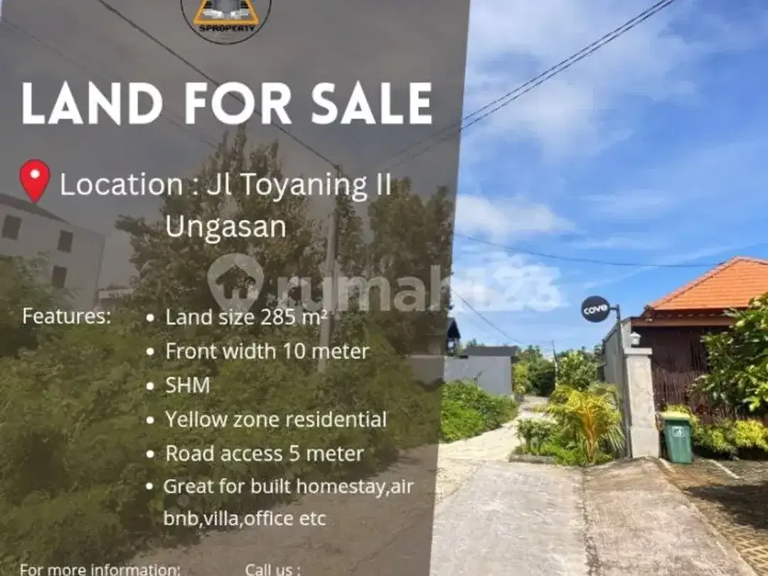 Dijual Tanah Jl. Toyaning Ungasan, Dekat Pecatu Indah Resort - Image 1 of 5