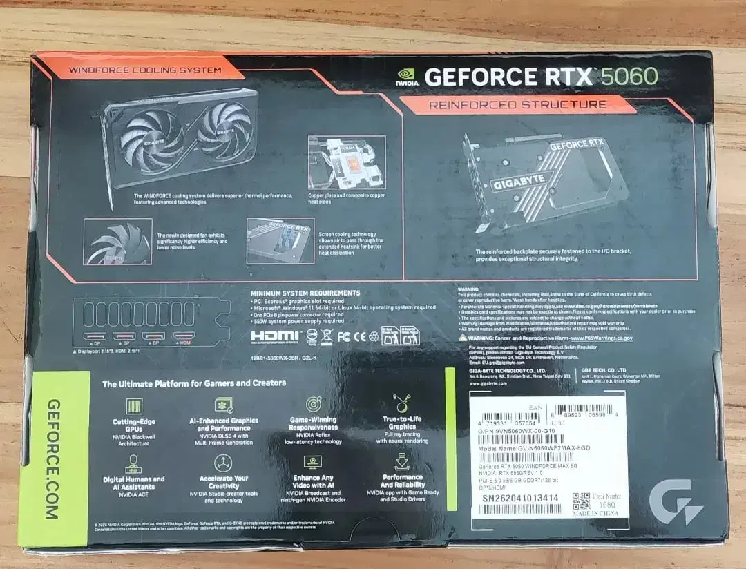 GIGABYTE GeForce RTX 5060 8GB WINDFORCE MAX, GARANSI RESMI SMI 3 Tahun - Image 2 of 8
