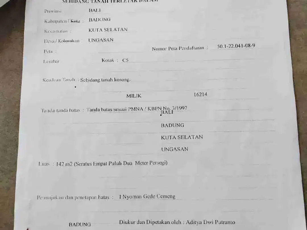 dijual tanah 142m² IDR GLOBAL 850 juta Kawasan GWK ungasan Kuta Selatan Badung Bali - Image 9 of 10