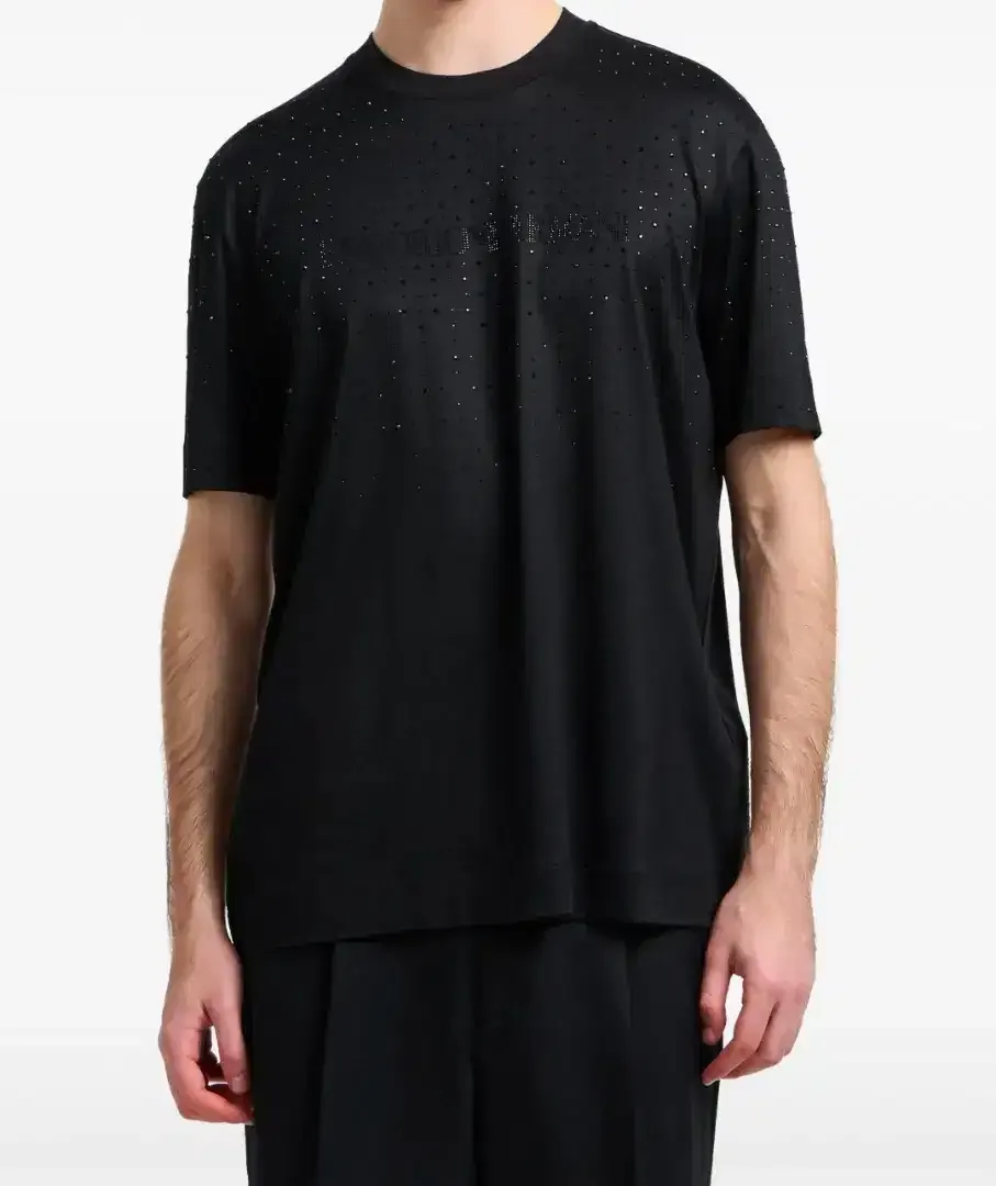 ORIGINAL EMPORIO ARMANI NEW RHEINSTONE LOGO TSHIRT - Image 2 of 4