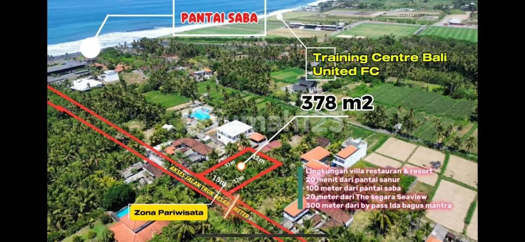 Dijual Tanah Dekat Pantai Saba - Gianyar Lokasi Strategis - Image 1 of 4