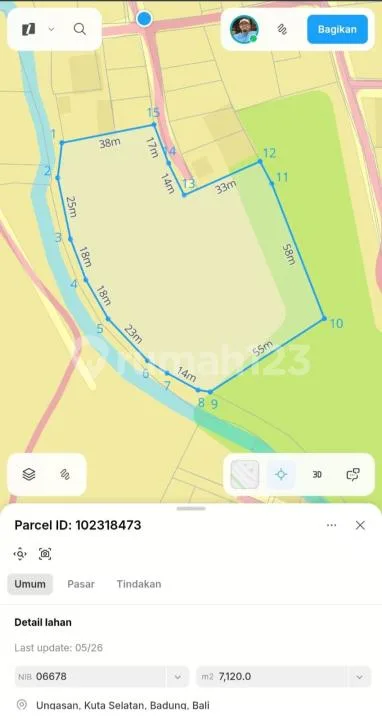 Dijual Tanah 7120M2 Strategis Ungasan #Tj6436 - Image 2 of 4