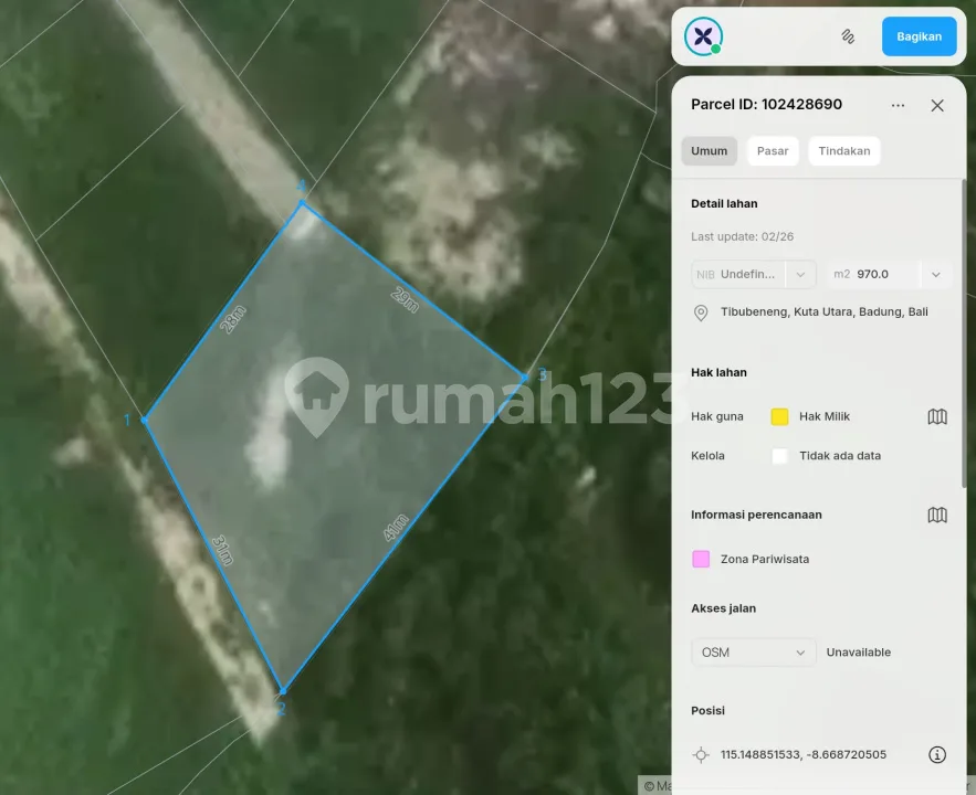 Berawa Canggu 970M² Pink Zone - Image 3 of 4