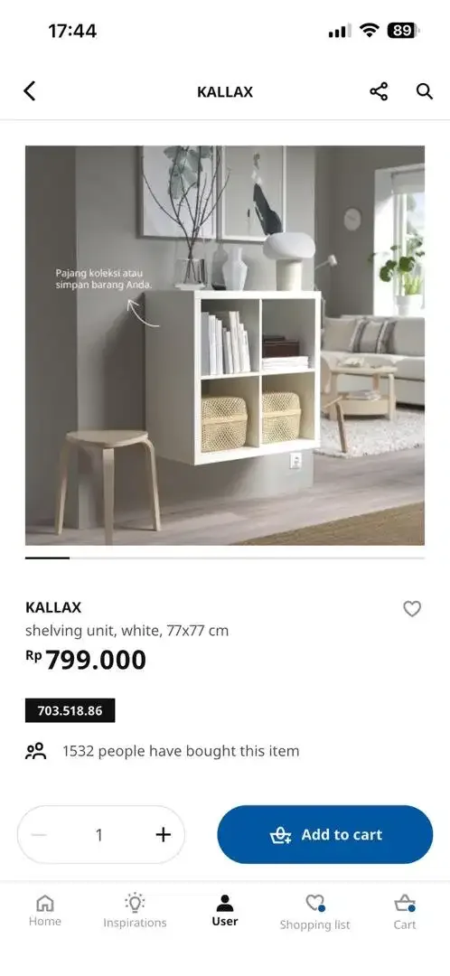 Kallax - rak 4 lubang, putih - ORIGINAL IKEA - Image 3 of 3