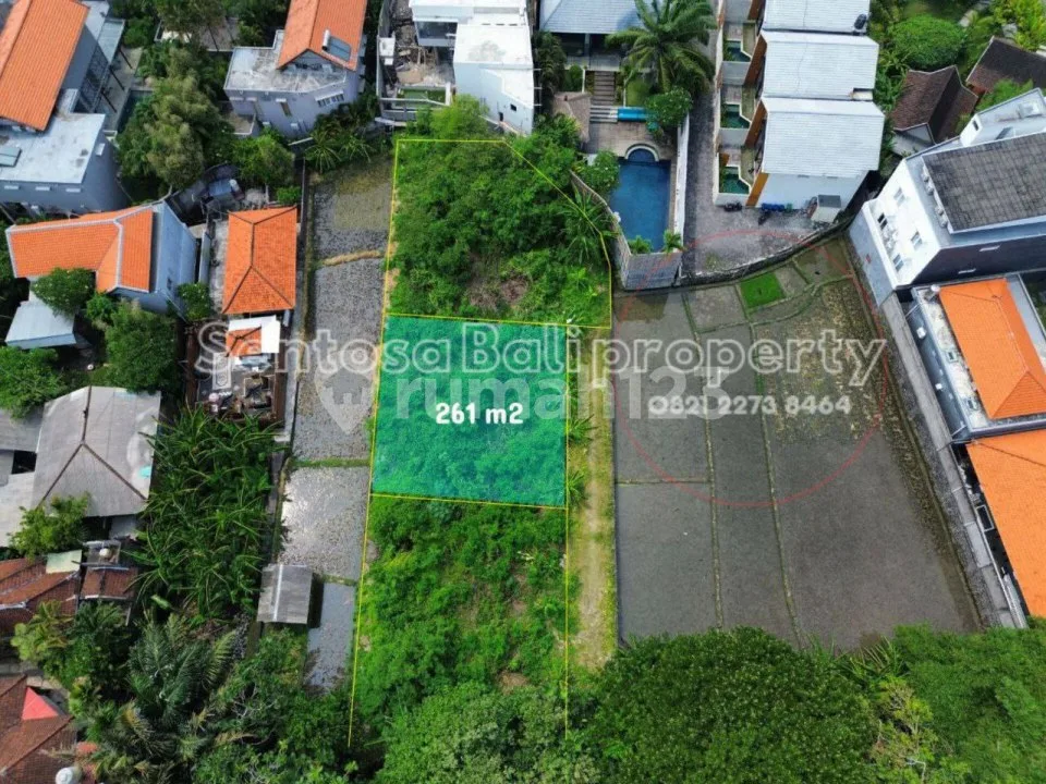 Tanah 261m2 di Semer Kerobokan View Sawah , Lingkungan Villa - Image 1 of 4