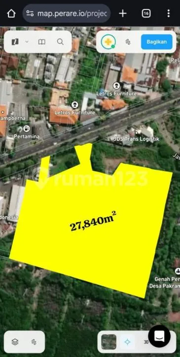 Dijual Tanah Lokasi Jalan Utama Bypass Ngurah Rai Pemogan Denpasar Selatan Dekat Tol Bali Mandara dan Bandara Ngurah Rai Bali - Image 1 of 4
