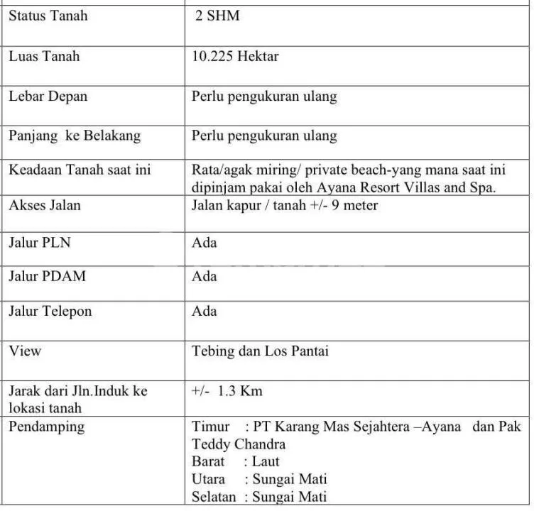 Dijual Tanah Pantai Berpasir Putih di Balangan, Jimbaran - Image 3 of 3
