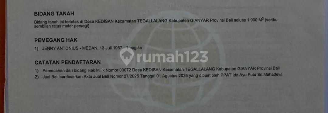 Dijual Tanah di Area Pakudui Tegalalang - Image 2 of 4